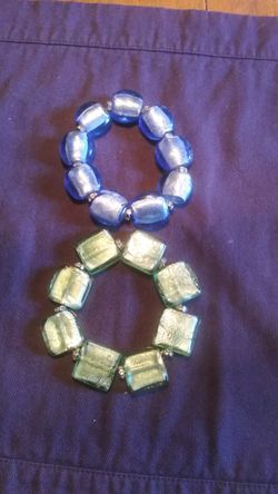 Blue and green glass bracelets