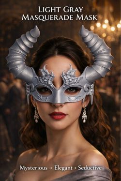 Light Gray Ram Horn Masquerade Mask | Cosplay & Halloween Costume Accessory