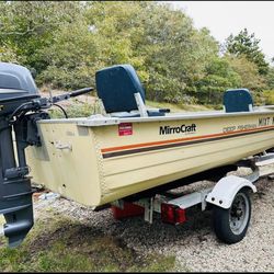 14’ Mirror Craft Aluminum Boat- Includes Motor and trailer 