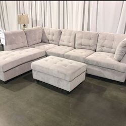 New Sectional + Storage Ottoman  — Left or Right Chaise — Delivery Available 