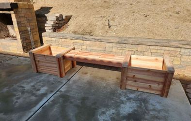 Handmade 3-Piece Planter Box & Bench Combo (Solid Wood)