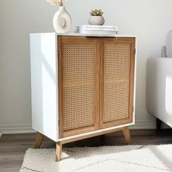 Boho Rattan Storage Cabinet Brand New in Box (Natural Bamboo Doors)