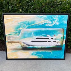 Decorative Boat Bottle Art 30”x40” Framed