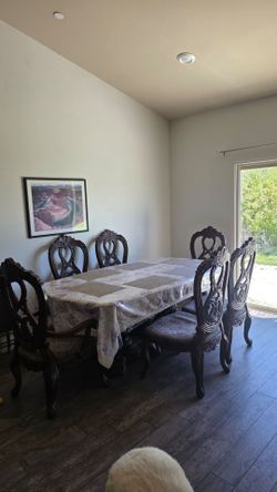 Solid Wood Dining Table with 8 Chairs