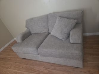 Fabric Two-Seat Loveseat Sofa and Ottoman