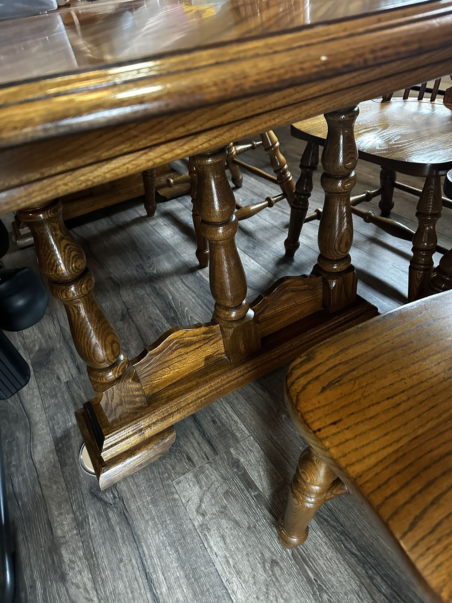 Dining Room Hutch Along With Table And 6 Chairs