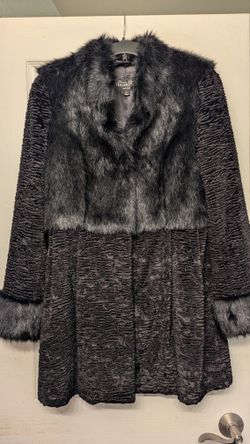 Donna Salyer's Fabulous Furs Mid Length Faux Fur Coat Black Women's 