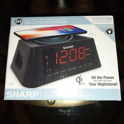 Sharp QI Wireless Charging Power Station Alarm Clock