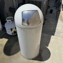 White Dome Top Steel Trash Can