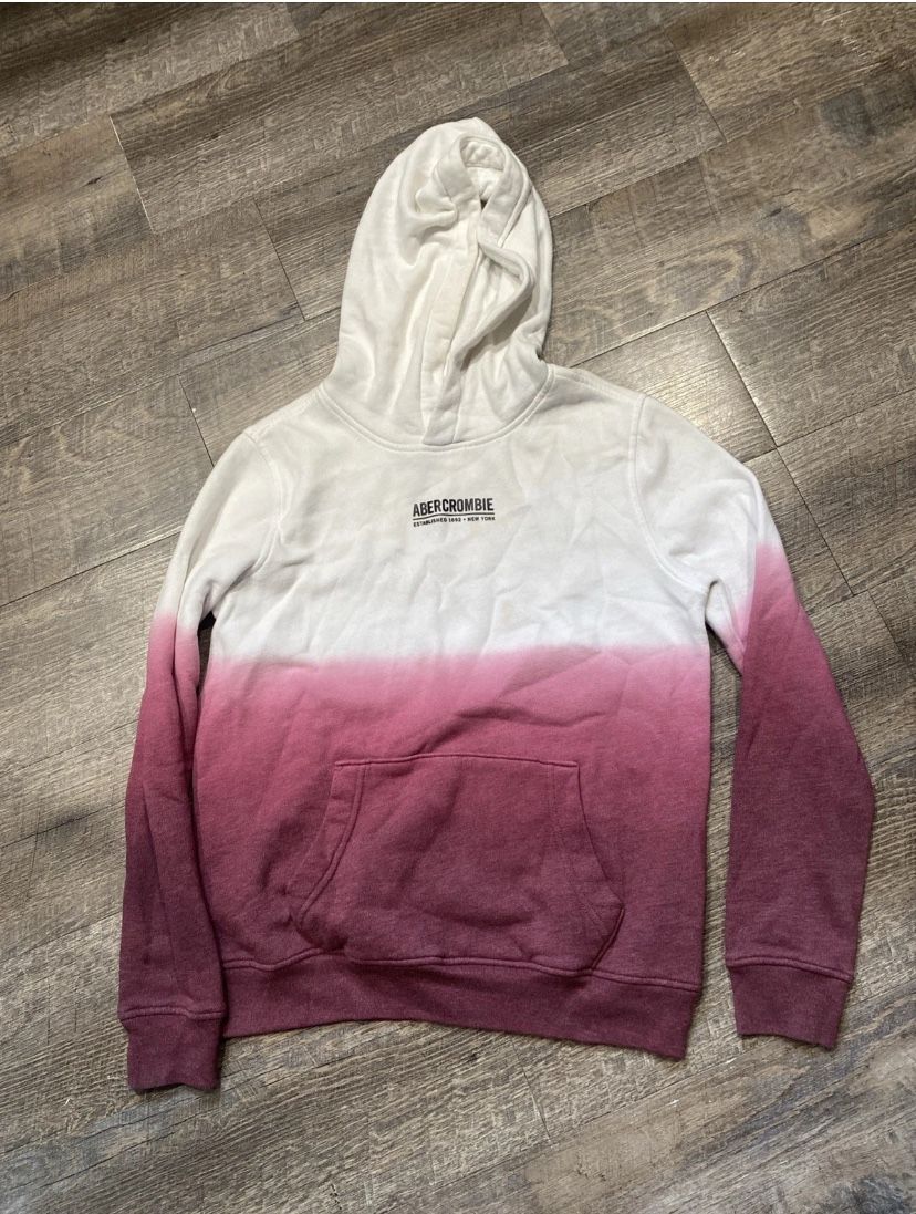 Abercrombie kids Size 13/14 White And Red Ombré Hooded Sweatshirt New