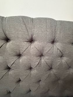 Grey full size bed with mattress med firm