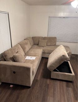 3-pc reversible sectional sofa set w/ storage ottoman