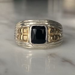 Man ring silver 925 and gold 10k size size 11, men rings Silver 925 Sterling with 10k-Gold-Laminated Parts Very fine man Ring: This high-quality s