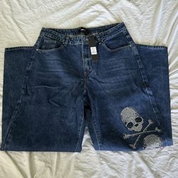 New Men’s Rhinestone Baggy Jeans