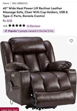 AHB 40" Power Lift Recliner Massage Chair