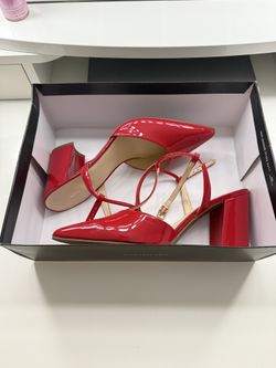 Nine West Vermilion red patent leather heels