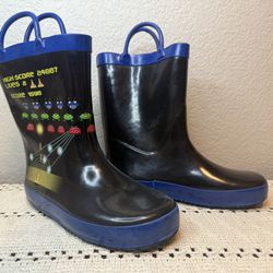 Rare Youth Size 13 Space Invaders Rain Boots 