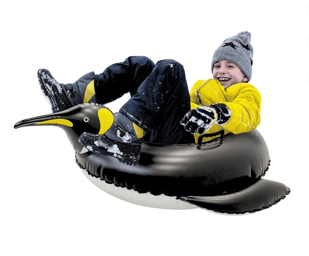 MinnArk Penguin Snow Tube - Inflatable Vinyl Snow Tube for Sledding, Children's Snow Play