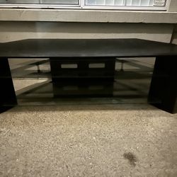 Black Wood TV Stand With 2 Glass shelves 
