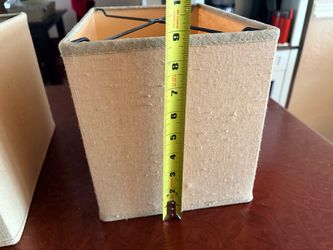 Pair of Golden Textured Fabric Lampshades – Matching Set
