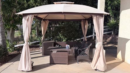 Outdoor Gazebo with Curtains