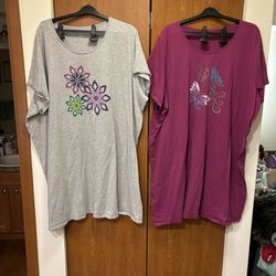 Set Of Two Dreams & Co. Shortsleeved T-shirt Nightgown 3XL/4XL