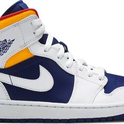  Air Jordan 1 Mid 'White Deep Royal Blue'
