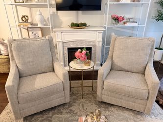 Light Grey Swivel Rocker Chairs (Set of 2)