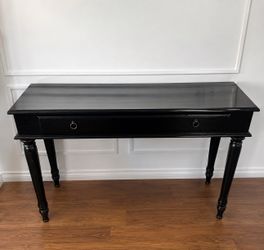 black wooden table