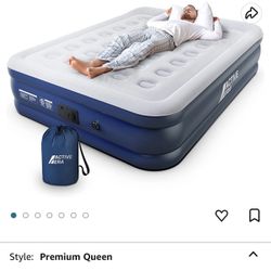 Active Era Queen Air Mattress with Built in Pump, Raised Pillow, Puncture Resistant Waterproof Soft Top Elevated Inflatable Mattress Air Bed for Guest