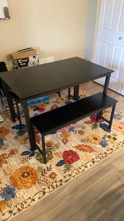 Dining table plus two benches