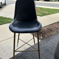 Black Authentic Leather Counter height Bar Stools
