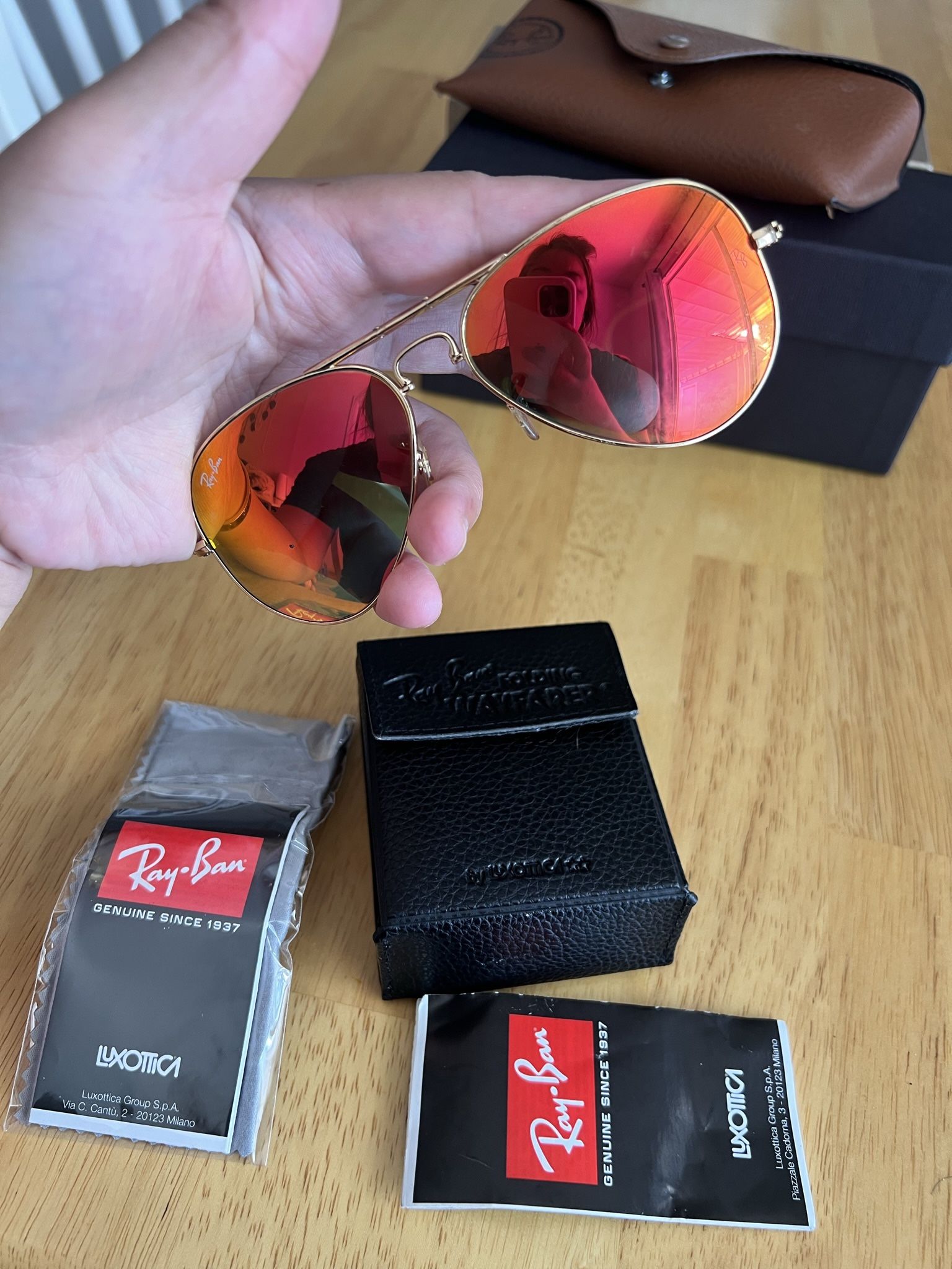 Authentic Folding Ray band Aviator Sunglasses