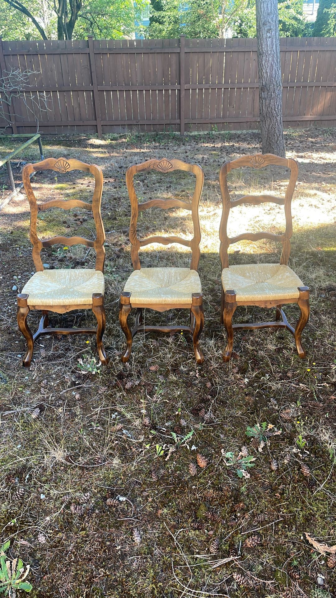 Curvy Backed Dining Chair With Woven Seat Handmade Vintage
