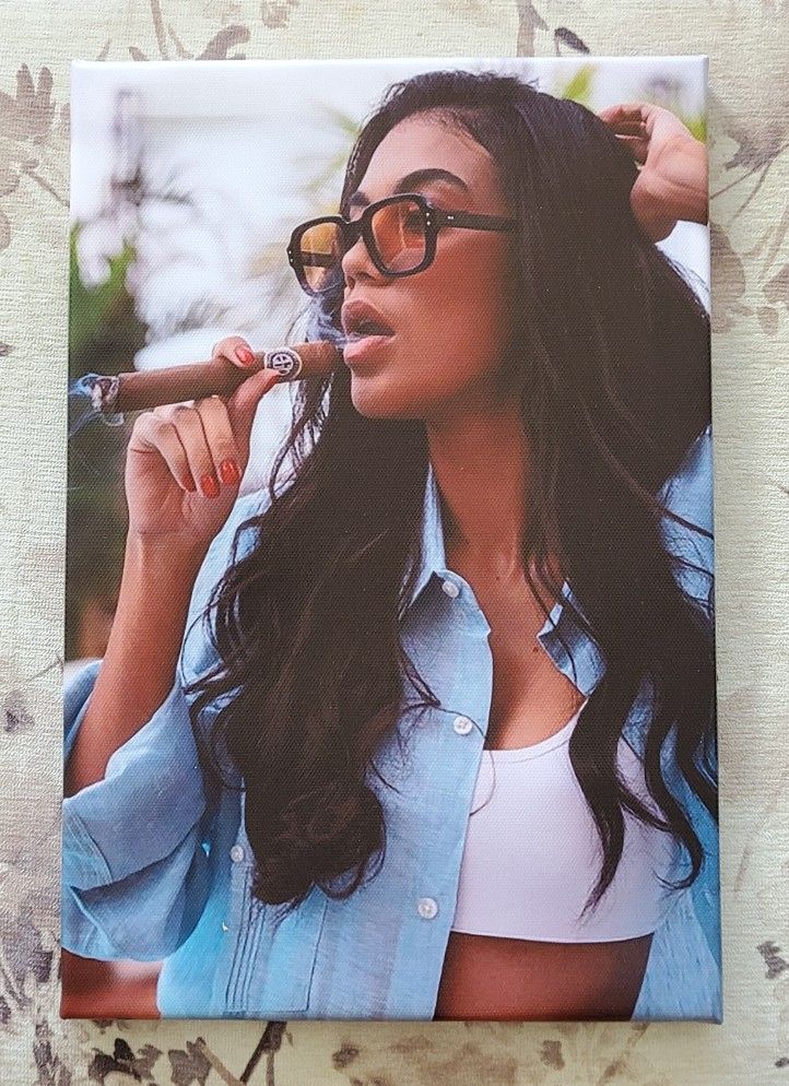 Beautiful Girl Smoking Cigar Canvas Print Pop Art Home Wall Decor