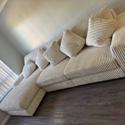BEIGE CORDUROY SECTIONAL BRAND NEW SAME DAY DELIVERY 