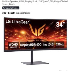 LG 34” Ultrawide 240Hz Gaming Monitor (3440x1440) – Like New
