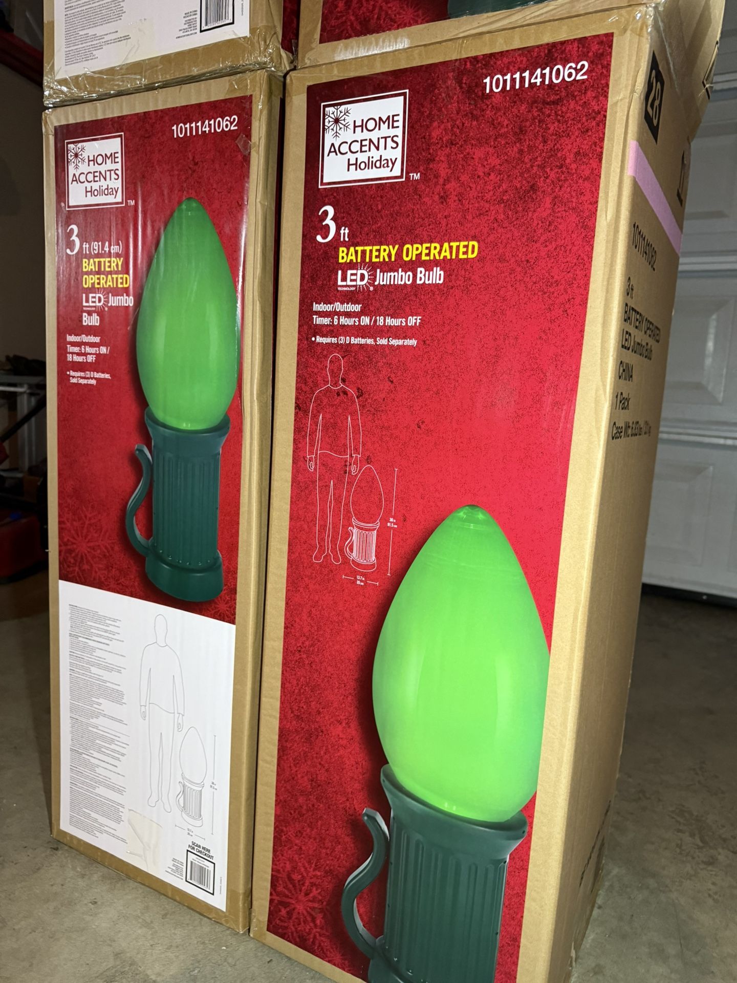 3 ft. Battery Operated LED Jumbo Bulb Holiday Yard Decoration