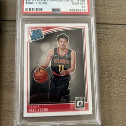 2018 Panini, DonRuss optic Trae Young rated rookie gem mint PSA 10