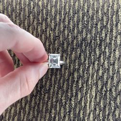 4 Carat Emerald Cut Moissanite On Silver Adjustable Ring