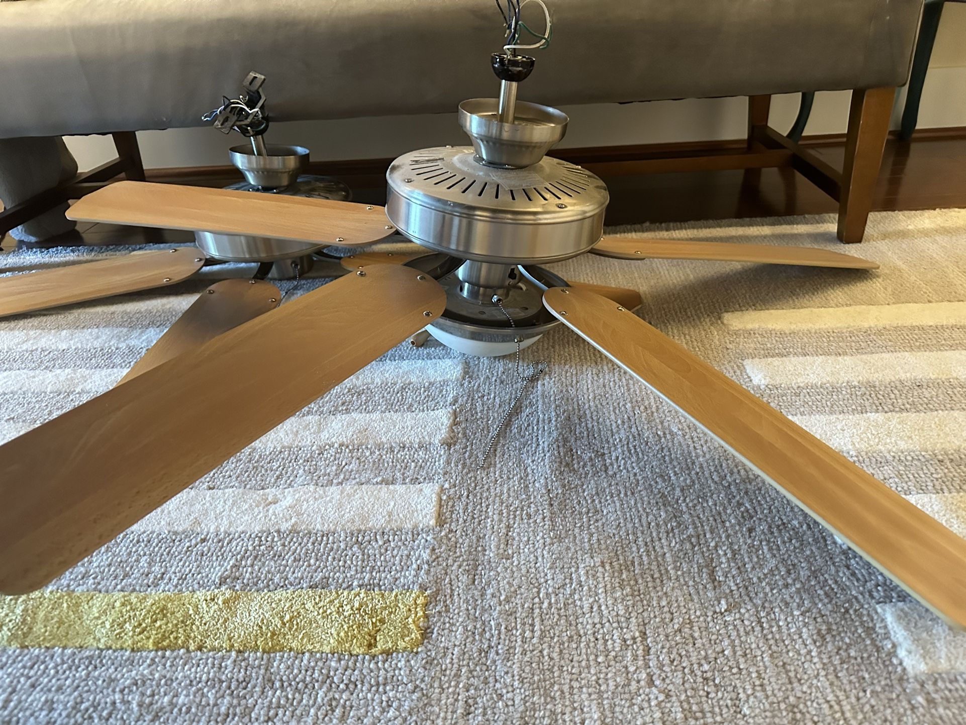 Armchair (gray) & 2 Ceiling Fans with Light