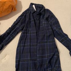 Womens Size 4 Small Boohoo Blue Oversized Pocket Shirt 