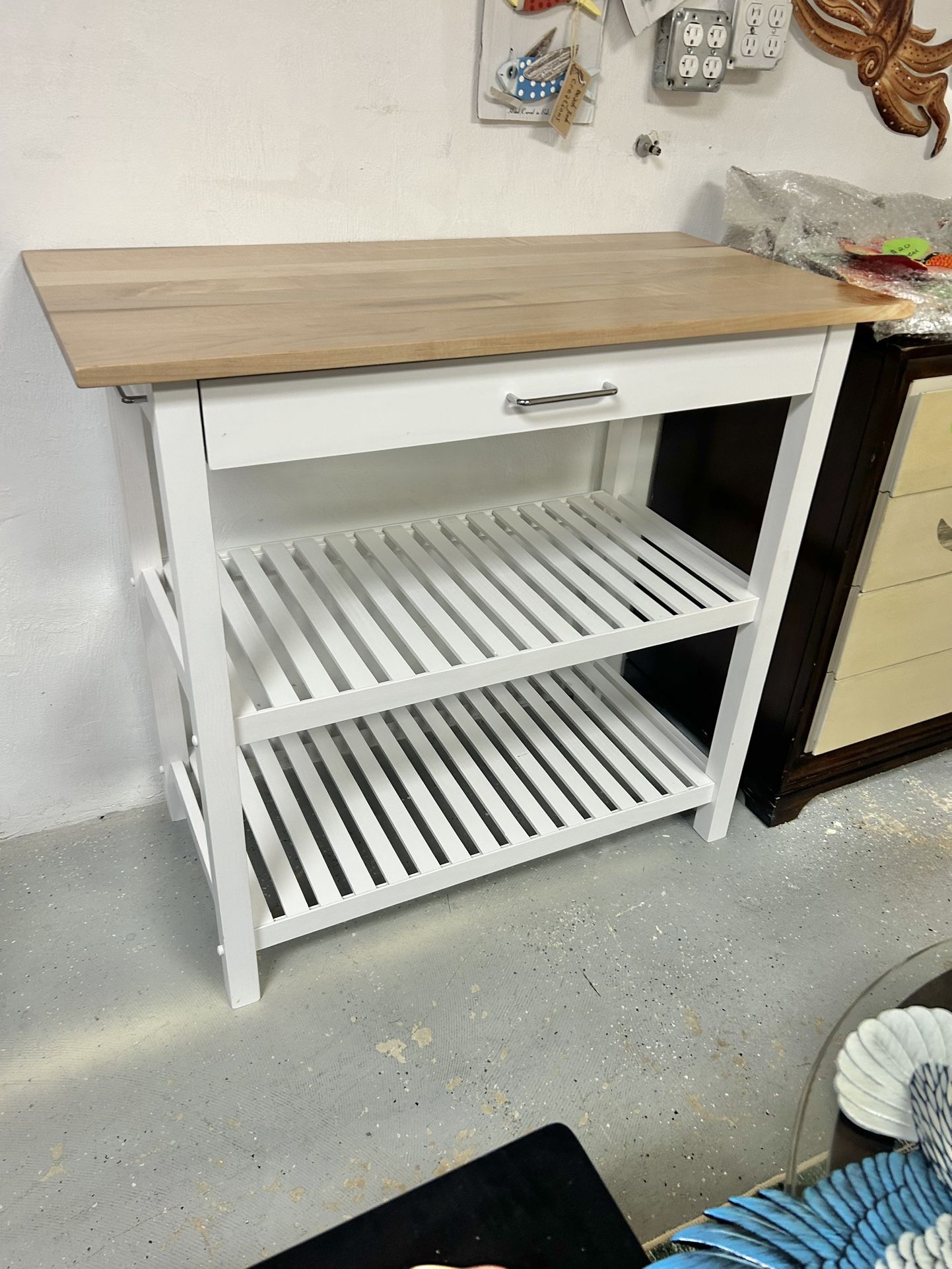Like New Out Of Box Real Wood Kitchen Island