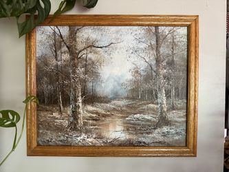 Vintage Original Oil Painting Framed 19” X 23” in wooden frame