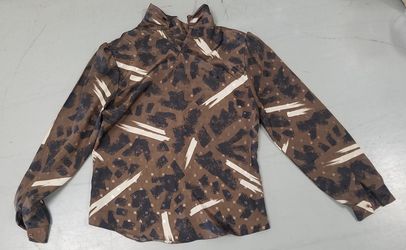 Vintage Jessica Michelle Brown & White Blouse Top Shirt Size 10 USA.