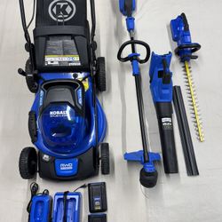 Kobalt 40-Volt Brushless Lithium Ion 20-in Self-Propelled Cordless Electric Lawn Mower Outdoor Power Tool Combo Kit Included is, Mower, Weed Eater Hed
