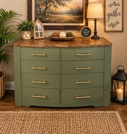 Olive & Wood 8-Drawer Wide Dresser