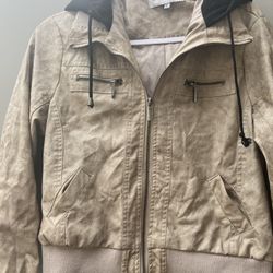 Women Tan Jacket With Hood