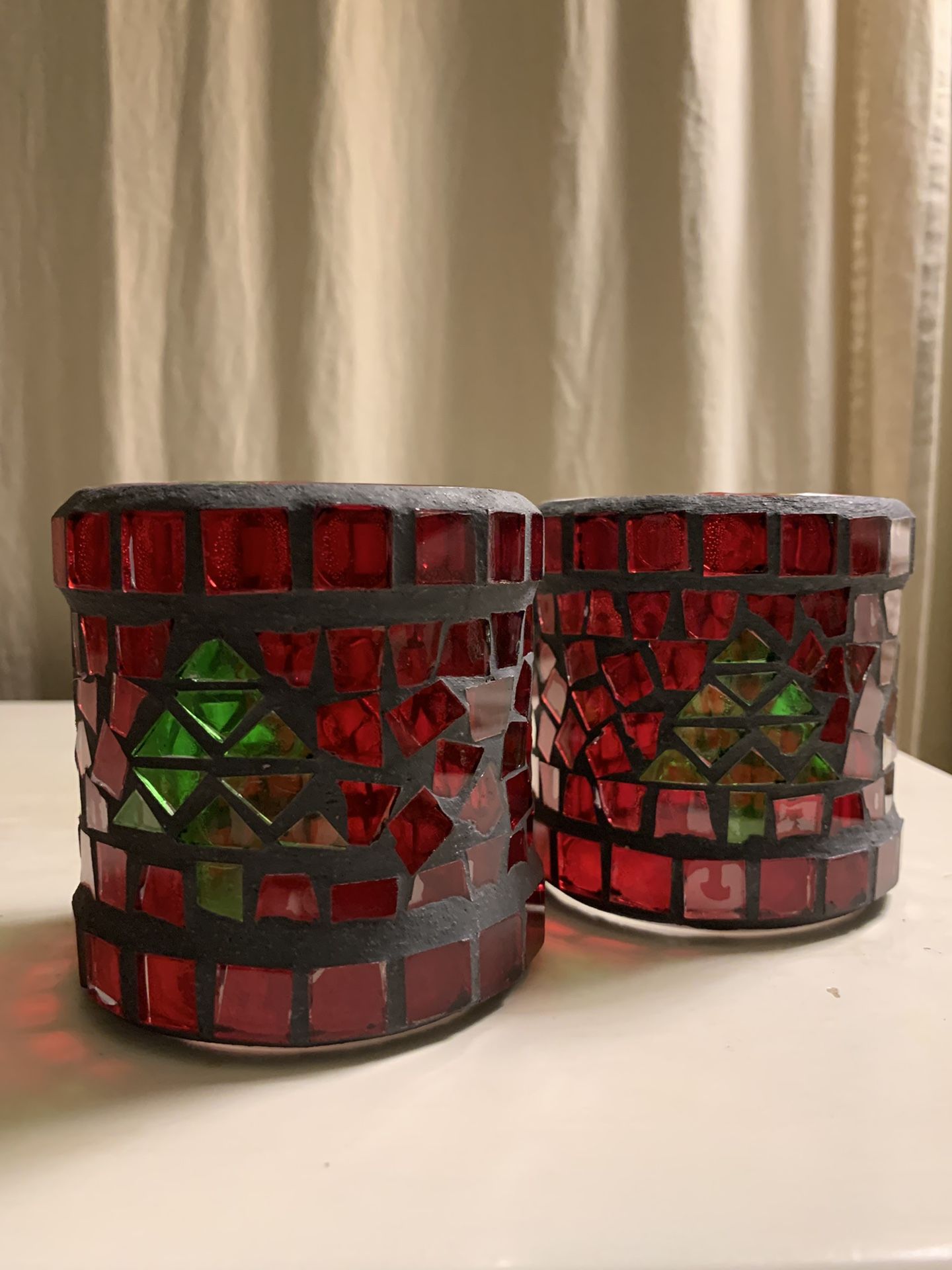 2 Christmas Candle Holders