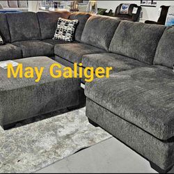 Ballinasloe Smoke 3-Piece Oversized Sectional Couch With Chaise By Ashley Furniture 🚛🚛Fast Delivery Available 🚛🚛